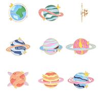 Airssory 8 Piece Celestial Body Theme Enamel Lapel Pins, Planet Design, Alloy, Mixed Colours, 22-32x28-41mm, 8 Styles