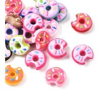 Airssory Lovely Donut Acrylic Beads, 20 Pieces, Mixed Colours, Imitation Sweet Food Dessert Beads, for DIY Jewellery, Bracelet Necklace Earring Crafts, Keychain Decor, 21x20MM