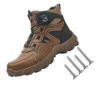 Airstride Safety Boots For Men, Comfortable Steel Toe Cap Air Cushion Safety Trainers Boots, Work Boots Lightweight Work Shoes (Brown, Adult, Men, 7.5, Numeric, UK Footwear Size System, Medium)
