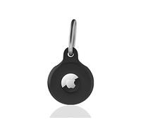 Airtag Case with Key Ring, Secure Air Tag Holder, Scratch Resistant Silicone Protective Cover with Keychain for Keys, Handbag, Dog Collar, Luggage and More. Black - Single Pack