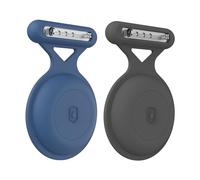 AirTag Case with Safety Pin | Attach Hidden in Toddler, Kid and Elderly Dress | Upgraded Waterproof, Anti-Lost & Dustproof Design | AirTag 2021 Compatible (Blue & Gray - 2 Pack)