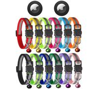 Airtag Cat Collar, 14 Pack Reflective Cat Collar with AirTag Holder and Bells, Adjustable 7.5 to 12.9 Inch Safety Collar for Kittens, Great for Cats, Hangover Pet Supplies, (12 Colors and