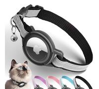 Airtag Cat Collar Breakaway, Odokele Reflective Cats Collars with Apple Air Tag Holder for Kitten, Cat GPS Tracker Adjustable Collars with Safety Quick Release Buckle for Kitties and Puppies - Black