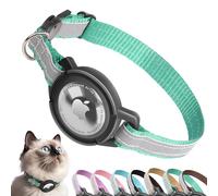 Airtag Cat Collar Breakaway, Odokele Reflective Cats Collars with Apple Air Tag Holder for Kitten, Cat GPS Tracker Adjustable Collars with Safety Quick Release Buckle for Kitties and Puppies, Teal