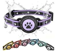 Airtag Cat Collar Breakaway, Reflective Cat Collar with AirTag Holder and Bell, Compatible with Apple Air Tag, Comfortable Padding, Adjustable, Durable (Purple, XS)