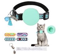 Airtag Cat Collar Breakaway with Bell, Airtag Kitten Collar with Waterproof Airtag Holder, Safety Quick Realease Buckle , Pet Barrel Tube Collars Address Name Label Prevent Pet Lost (Mint Green)