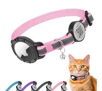 Airtag Cat Collar Breakaway with QR Code Name Tag, Reflective cat Collar airtag Holder with Bell, Cat ID Tag Personalized, Ultra-Durable, Adjustable, Quick Release, Fits Small Large Cats (8.5-11.5")