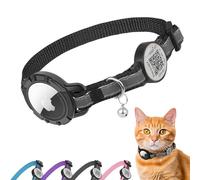 Airtag Cat Collar Breakaway with QR Code Name Tag, Reflective cat Collar airtag Holder with Bell, Cat ID Tag Personalized, Ultra-Durable, Adjustable, Quick Release, Fits Small Large Cats (8.5-11.5")