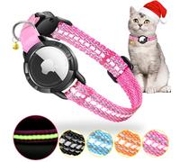 AirTag Cat Collar - Luminous & Reflective Cat Collar,Breakaway Cat Collars Pet Tracker for Cats,Cat Collar with Bell & Waterproof AirTag Holder for Kittens and Puppies(Pink S)