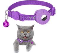 Airtag Cat Collar, Reflective Air tag Cat Collar with Airtag Holder and Bell, Lightweight Cat Tracker Collar, Cat AirTag Collar with Breakaway Safety Buckle for Cat Dog Kitten Puppy (Purple)
