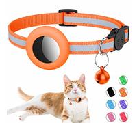 Airtag Cat Collar, Reflective Air tag Cat Collar with Bell and Prefect Size Waterproof Airtag Holder Compatible with Apple Airtag, Cat AirTag Collar with Breakaway Safety Buckle for Kitten Puppy
