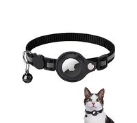 Airtag Cat Collar - Reflective With Holder and Bell, Lightweight Tracker, Breakaway Safety Buckle for Cats, Dogs, Kittens, Puppies (Black)