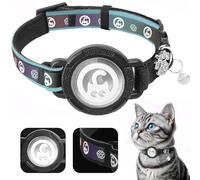 Airtag Cat Collar | Waterproof Breakaway Holder With Bells, Cute Diamond Paw, Reflective, Lightweight GPS for Girl Boy Kitten (Green, S(24-33CM))