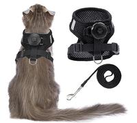 AirTag Cat Harness and Leash for Walking, Integrated Cat Vest with 100% Waterproof Air Tag Holder, Escape Proof Reflective Adjustable Vest Harnesses with Apple Air Tag Case for Cats, Kittens, Puppies