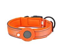 Airtag Dog Collar, Adjustable Reflective Dog Collar for Apple Air Tag, Quick Release Buckle & Holder, Anti-lost Dogs Collars for Small Medium Large Pets (Orange, Large (43x50 cm))