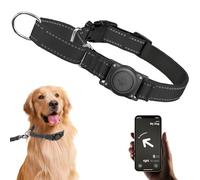 AirTag Dog Collar - Martingale Collar for Dogs, Reflective, Heavy Duty, Comfortable Padded (Black, L)
