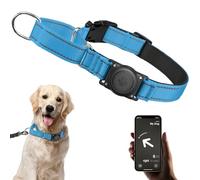 AirTag Dog Collar - Martingale Collar for Dogs, Reflective, Heavy Duty, Comfortable Padded (Blue, M)