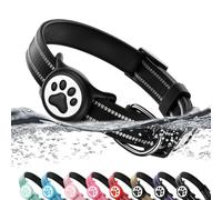 Airtag Dog Collar, Reflective Ultra-Durable Nylon Padded with QR Code Buckle & IP68 Waterproof Air Tag Holder Compatible for Apple AirTag, Comfortable for Small Medium Large Dogs(Black,M)