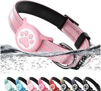 Airtag Dog Collar, Reflective Ultra-Durable Nylon Padded with QR Code Buckle & IP68 Waterproof Air Tag Holder Compatible for Apple AirTag, Comfortable for Small Medium Large Dogs (Pink, XS)