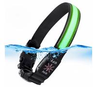 AirTag Dog Collar with QR Code & LED Light, IP68 Waterproof Rechargeable LED Pet Collar with Reflective Strips, Durable Airtag Holder for Medium/Large Dogs, DIY Pet Information(Green, M(16-20 in))