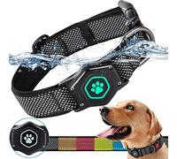 AirTag Dog Collar with Waterproof Air tag Holder, Luminous & Reflective,Comfortable and Durable 1000D Nylon, Dual Safety Buckle,Fit for Medium or Heavy Duty Large and Active Dogs【Airtag not included】