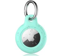 Airtag Holder, Airtag Keyring, TPU & Hard PC Air tag Case, Metal Spring Keychain for Car Keys, Bags, Accessories for Apple Air Tag (Mint green)
