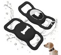 AirTag Holder Case for Dog Collar, 2Pack Pet Loop Cover for Apple Air Tag GPS Tracking Finder, Silicone Air Tags Protective Cover with Bone Pattern Hollow Out Pet Accessories