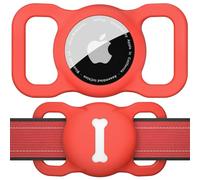 AirTag Holder Case for Dog Collar, Pet Loop Cover for Apple Air Tag GPS Tracking Finder, Silicone Air Tags Protective Cover with Bone Pattern Hollow Out Pet Accessories