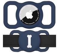 AirTag Holder Case for Dog Collar, Pet Loop Cover for Apple Air Tag GPS Tracking Finder, Silicone Air Tags Protective Cover with Bone Pattern Hollow Out Pet Accessories
