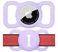 AirTag Holder Case for Dog Collar, Pet Loop Cover for Apple Air Tag GPS Tracking Finder, Silicone Air Tags Protective Cover with Bone Pattern Hollow Out Pet Accessories