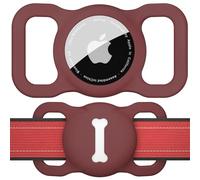 AirTag Holder Case for Dog Collar, Pet Loop Cover for Apple Air Tag GPS Tracking Finder, Silicone Air Tags Protective Cover with Bone Pattern Hollow Out Pet Accessories