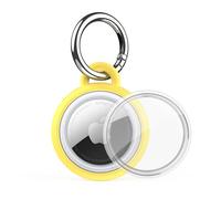 AirTag Holder Waterproof Silicone Case with Keyring, 2026 Upgraded Protective AirTags TPU Case Tracker Cover for Keys, Bags, Luggage, Pet Collars,Scratch-Resistant for Apple Air Tags (Yellow)