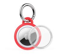 AirTag Holder Waterproof Silicone Case with Keyring, 2026 Upgraded Protective AirTags TPU Case Tracker Cover for Keys, Bags, Luggage, Pet Collars,Scratch-Resistant for Apple Air Tags (Red)