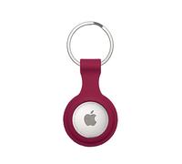 AirTag Keyring Silicone Case with Hook for Apple Air Tag GPS Tracker Bluetooth. Safety; Keys, Bags, Luggage, Bikes, Dog Cat Collar. Anti- Lost Anti-Scratch Shock Resistant (Red)