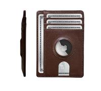 AirTag Trackable Leather Cardholder Wallet | Slim Minimalist Cardholder with AirTag Holder | AirTag Wallet for Men | Mens Slim Wallet Trackable, Brown, Minimalist