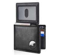 AirTag Wallet,Bifold Genuine Leather RFID Blocking Men's Wallet With AirTag Holder 2 ID Windows 12/13 Cards Holders,Gift Box,Airtag Protective Film Included,Airtag Not Included,Blcak, Classic