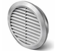 AirTech-UK 100mm Air Vent Cover 4 Inch Round Ventilation Grille with Insect Mesh Screen Silver Satin Plastic Duct Cover for Bathroom Kitchen Extractor Fan Wall Ceiling HVAC UK