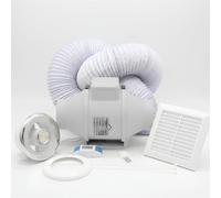 AirTech-UK 2 Speed Bathroom Fan Kit w/LED Light, 100mm/4 - FlowMax Elite | Adjustable timer, whisper-quiet 2-speed motor, swappable cool & warm white LED bulbs, IP44 rated, chrome/white vent fascias