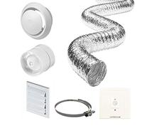 AirTech-UK 4" Inline Bathroom Extractor Fan Timer Full Kit + PIR Motion Sensor Switch+Timer