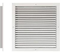 AirTech-UK Aluminum Return Air Grille Fixed Louvre White Powder Coated with Steel Mesh (400 x 400 mm)