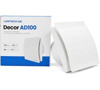 AirTech-UK Bathroom Extractor Fan with White Front Panel - 100mm, 4 Inch Powerful Quiet Extractor Fan, 120m³/h, 37dB Bathroom Ventilation Fan for Toilet & Shower, Wall or Ceiling