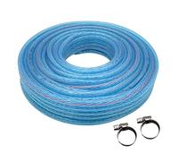 AirTech-UK Clear Braided 1/2", 1/4", 3/8", 5/8" PVC Flexible Tubing Pipe Reinforced Vinyl Water Hose Tube 5,10,20,30 Meter with 2 Hose Clips (Dia. 1/2", 10 Meter)