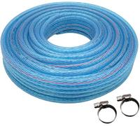 Airtech-Uk Clear Braided 5/8" Pvc Flexible Tubing Pipe Reinforced Vinyl Water Hose Tube 30 Meter With 2 Hose Clips