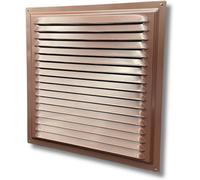 Airtech-Uk Flat Brown Metal Fixed Grille 300X300mm With Flyscreen - External/internal Mounting For Ventilation & Air Conditioning
