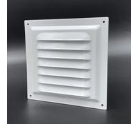 AirTech-UK Flat White Metal Fixed Grille 150x150mm with FlyScreen - External/Internal Mounting for Ventilation & Air Conditioning