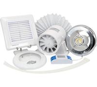 AirTech-UK Flowmax Essential Inline Bathroom Extractor Fan Kit With Timer & Shower Light