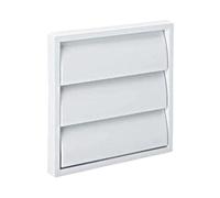 AirTech-UK Gravity Grille 155mm External Dimension with 100mm - 4 inch Round Rear Spigot and Not-Return Shutters Ducting Air Vent (White)