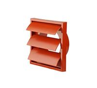 Airtech-Uk Gravity Grille Terracotta 155mm External With 100mm - 4 Inch Round Rear Spigot And Not-Return Shutters Ducting Air Vent