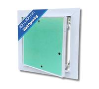AirTech-UK Plasterboard Access Panel - OmniBlend Aluminium Inspection Hatch for Walls & Ceilings, Invisible Tileable Door, Push Lock, White Powder Coated Frame (200 X 200mm)