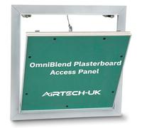 AirTech-UK Plasterboard Access Panel - OmniBlend Aluminium Inspection Hatch for Walls & Ceilings, Invisible Tileable Door, Push Lock, White Powder Coated Frame (450 X 450mm)
